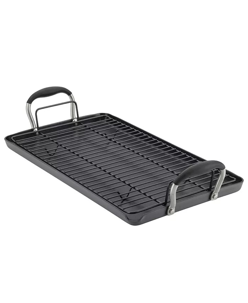 Advanced Home Hard-Anodized Nonstick Double Burner Griddle, 10" X 18"