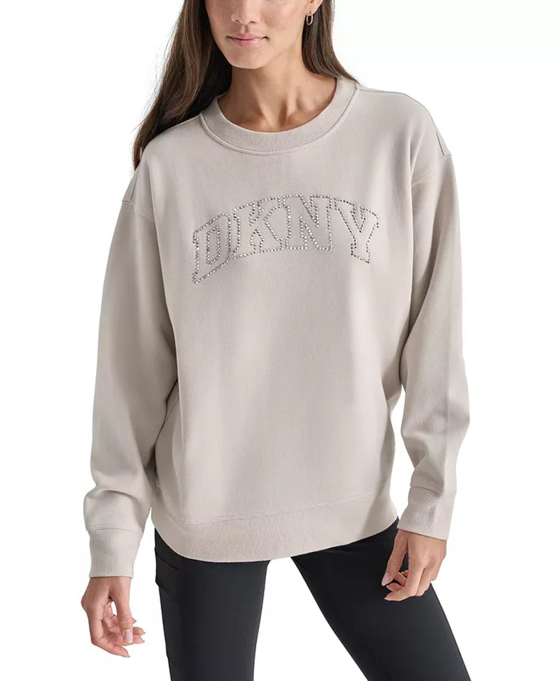 Women'S Varsity Rhinestone-Logo Crewneck Fleece Sweatshirt