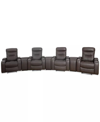 Jabarr 7-Pc. beyond Leather Theater Seating with 3 Consoles, Created for Macy'S