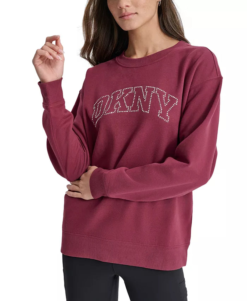 Women'S Varsity Rhinestone-Logo Crewneck Fleece Sweatshirt