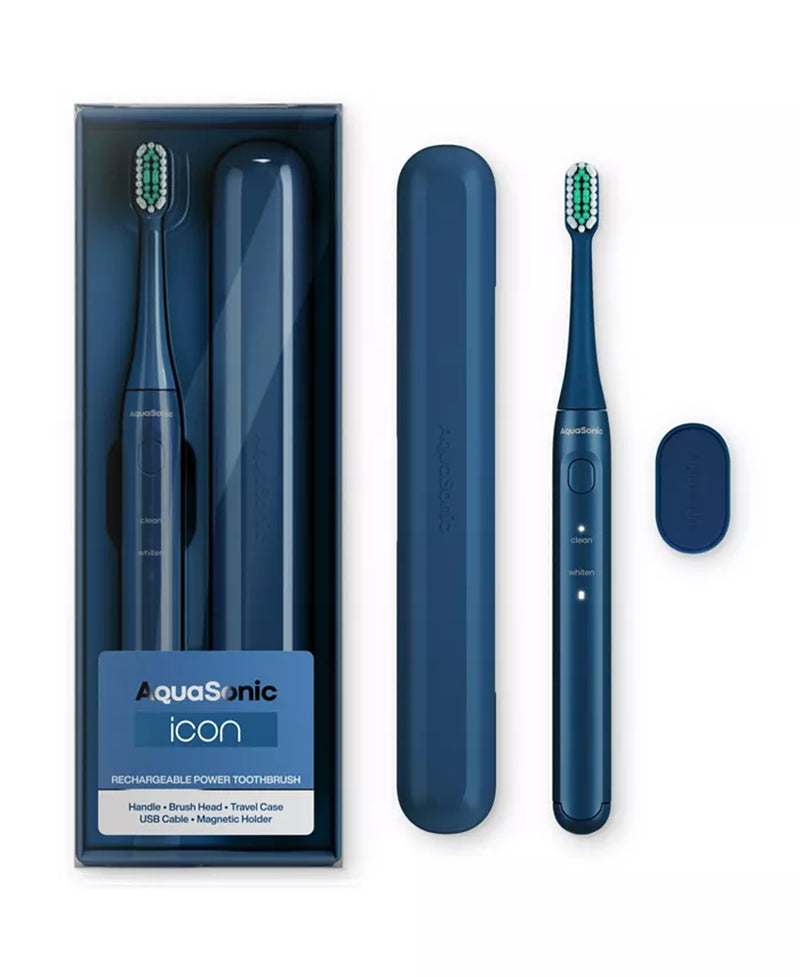 Icon Rechargeable Toothbrush | Magnetic Holder & Slim Travel Case | 2 Brushing Modes & Smart Timers | Modern & Convenient