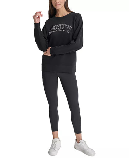 Women'S Varsity Rhinestone-Logo Crewneck Fleece Sweatshirt