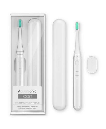 Icon Rechargeable Toothbrush | Magnetic Holder & Slim Travel Case | 2 Brushing Modes & Smart Timers | Modern & Convenient