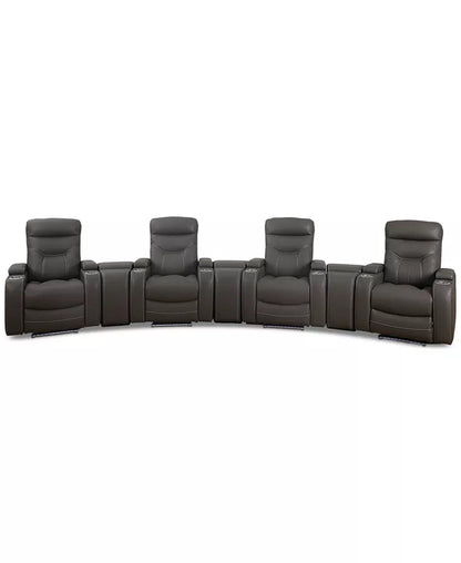 Jabarr 7-Pc. beyond Leather Theater Seating with 3 Consoles, Created for Macy'S