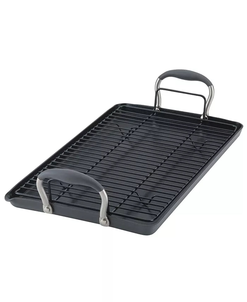 Advanced Home Hard-Anodized Nonstick Double Burner Griddle, 10" X 18"