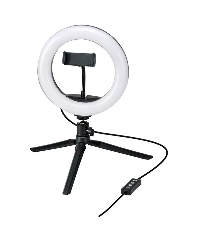 Vlogging Tripod with Light-Emitting Diode Light Ring, 11.81" X 11.81"